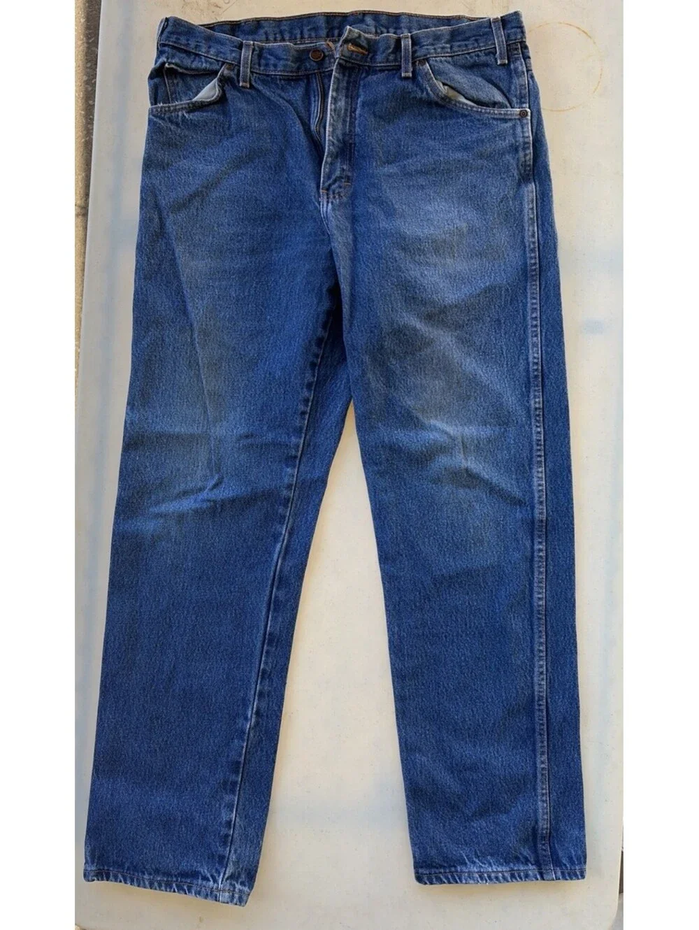 Dickies Regular Fit 5 Pocket Work Jeans Size 36x34 Straight Leg Dark Blue Denim